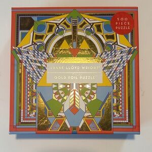 Frank Lloyd Wright Gold Foil Puzzle - Imperial Hotel Peacock Rug - 500 pieces